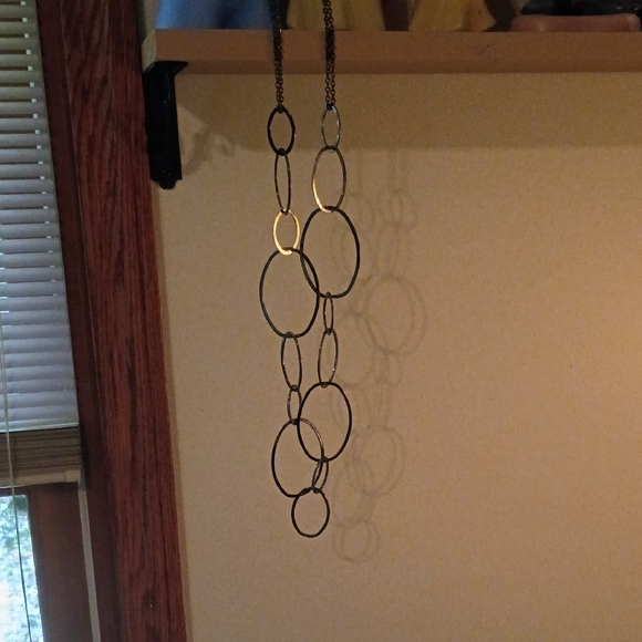 Gold and Black Circle Pendant Necklace - Picture 1 of 1